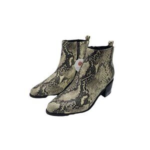 Blondo 8.5 Elvina Waterproof Leather Bootie Snakeskin Print